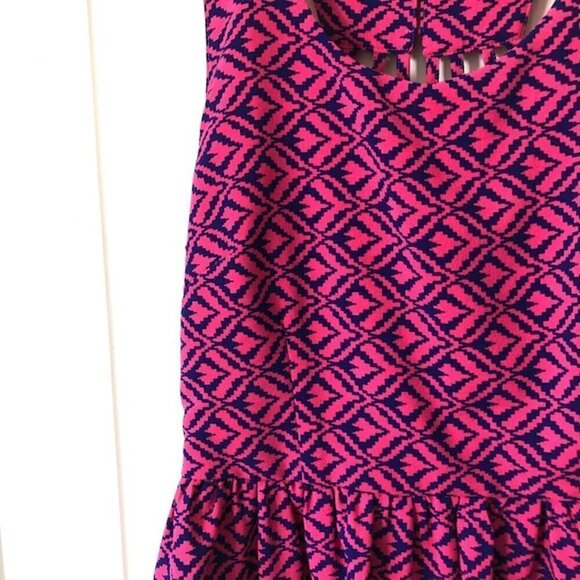 Buttons Womens Pink & Blue Dress w/Back Cut-out Medium - Picture 4 of 9